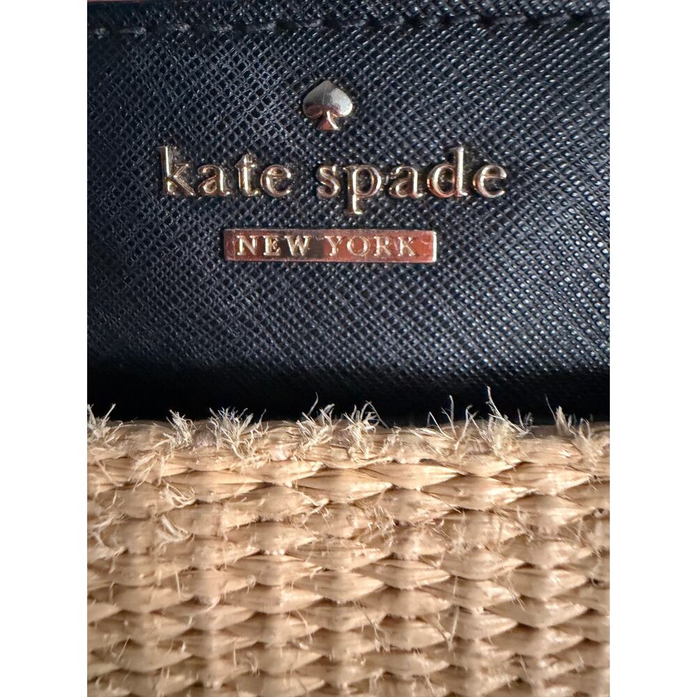 kate spade Black and Natural Straw Top-Handle Shoulder Bag - Picture 4 of 15